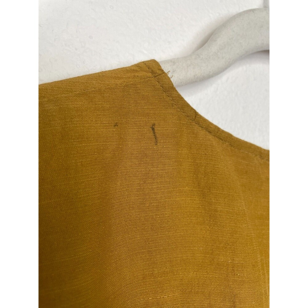 Zara Small Knotted Top Mustard Yellow V-Neck Sleeveless Linen Blend Classicore - Picture 3 of 15